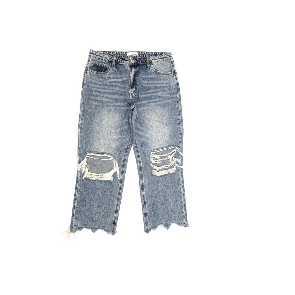 Vervet Distressed‎ Raw Hem Crop Women's size 31 Acid Wash Blue Denim Jeans